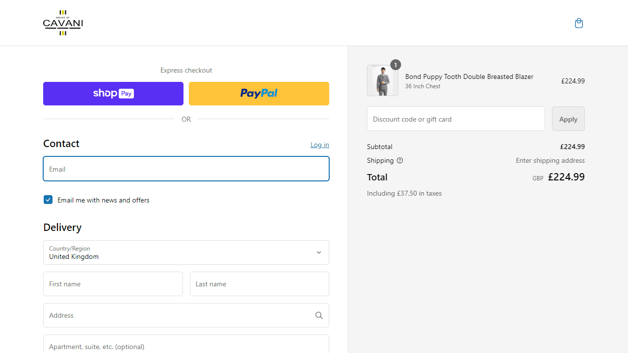 How to apply Cavani UK coupon code